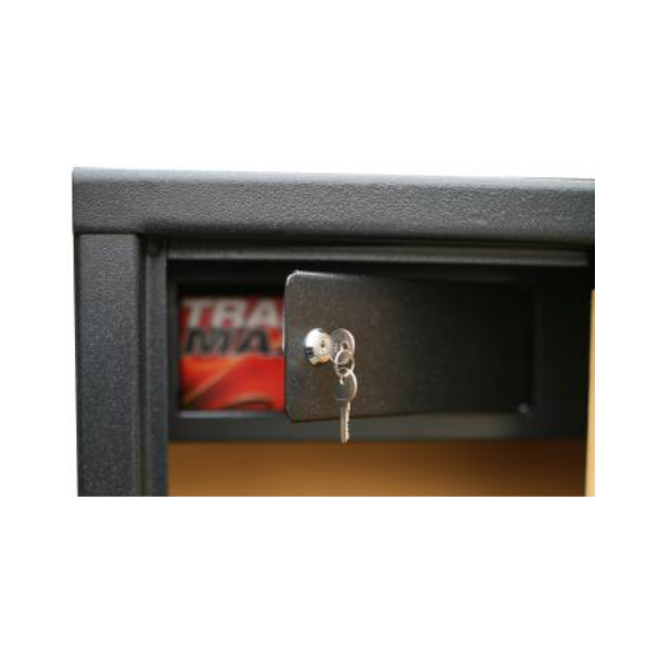 Armoire à fusils - 10 fusils - 8 armes avec lunette + 2 dans la porte - coffre intérieur - serrure à clé - EN 14450 CLASSE S1 -Infac Classic CT10