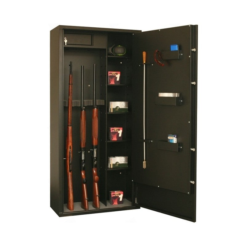 Armoire 12 fusils ou 8 fusil et 5 étagères + coffret interne - Serrure à clé - FORTIFY DELTA 12
