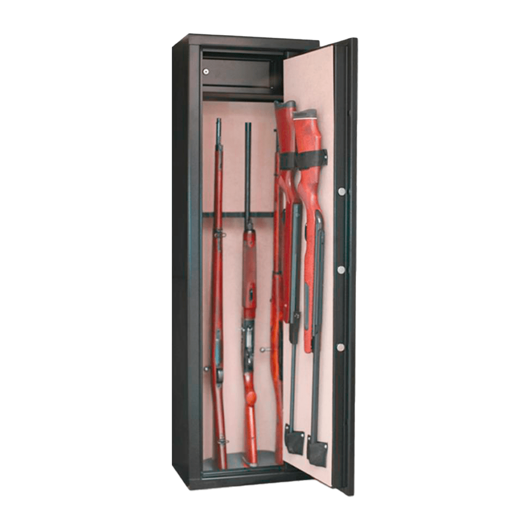 Armoire à fusils - 10 armes - 8 armes avec lunette + 2 dans la porte - coffre intérieur - coffre serrure électronique - EN 14450 CLASSE S1 - Infac Classic CT10ELEC - Lecoffrefort.com