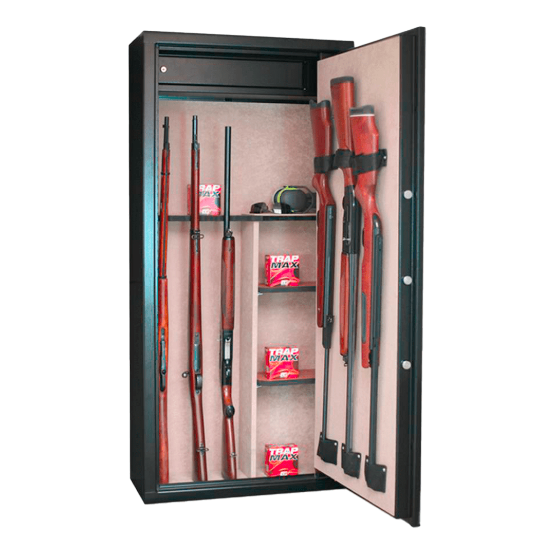 Armoire à fusils - 14 armes - 11 armes avec lunette + 3 dans la porte - coffre intérieur - Serrure électronique - EN 14450 CLASSE S1 - Infac Classic CT - 14 - ELEC - Lecoffrefort.com